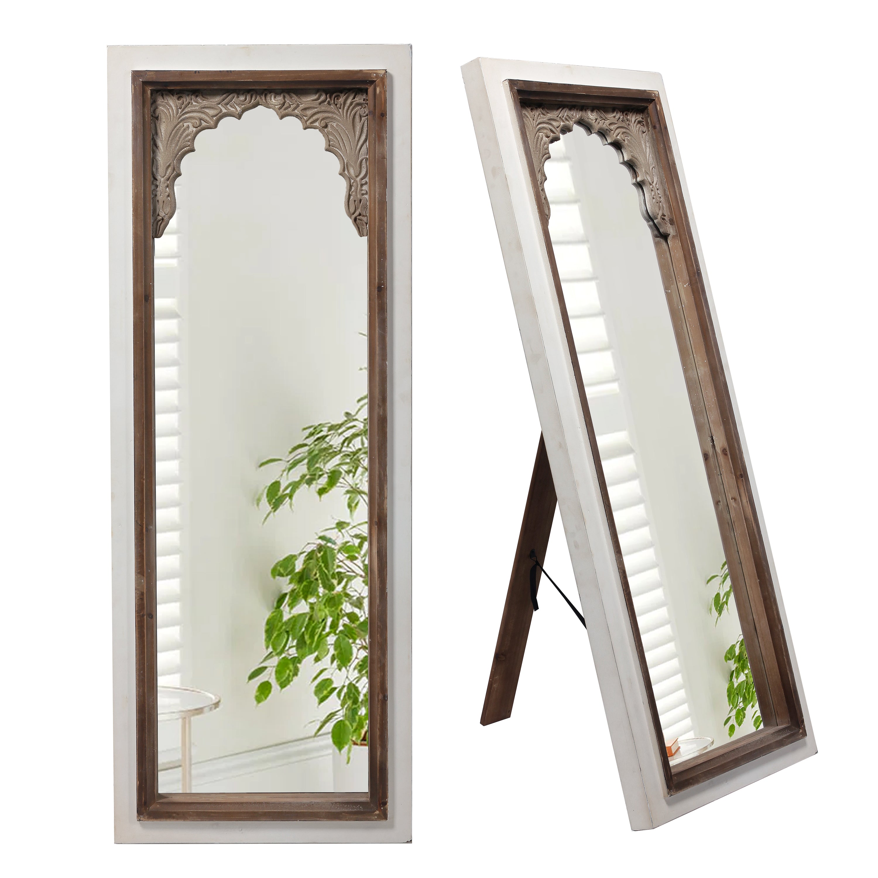 105CM WH/BROWN STANDING MIRROR