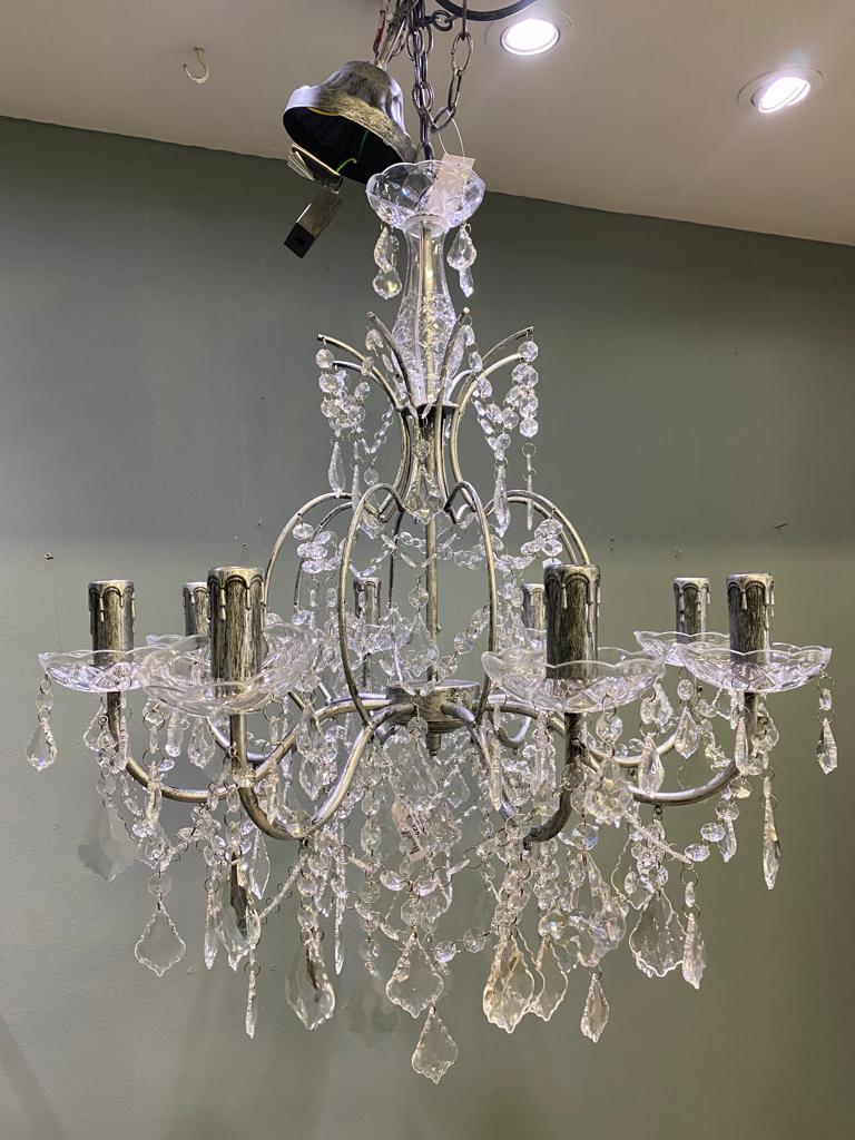 8 ARM ANTIQUE SILVER CHANDELIER