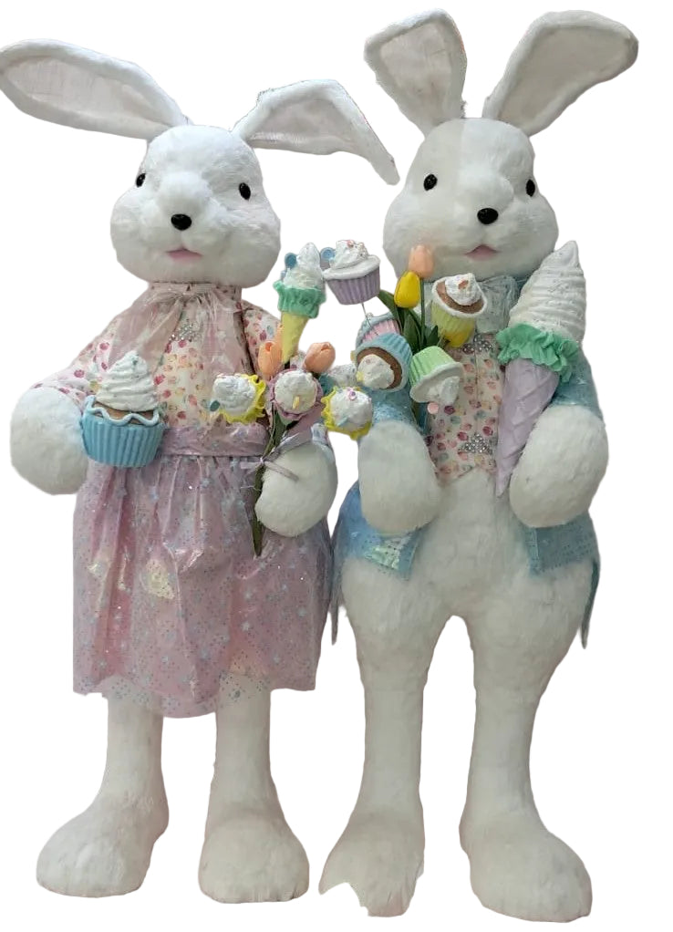 S/2 145CM MR & MRS BUNNY W CUPCAKES