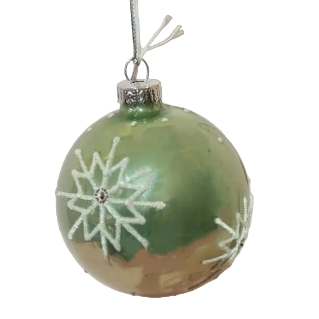 SET OF 4 MINT SNOWFLAKE BALLS