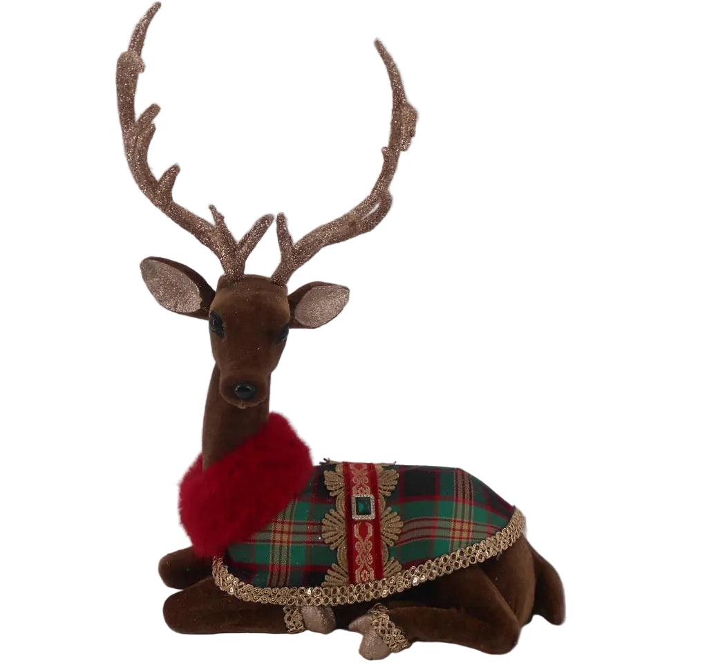 LYING DEER W TARTAN