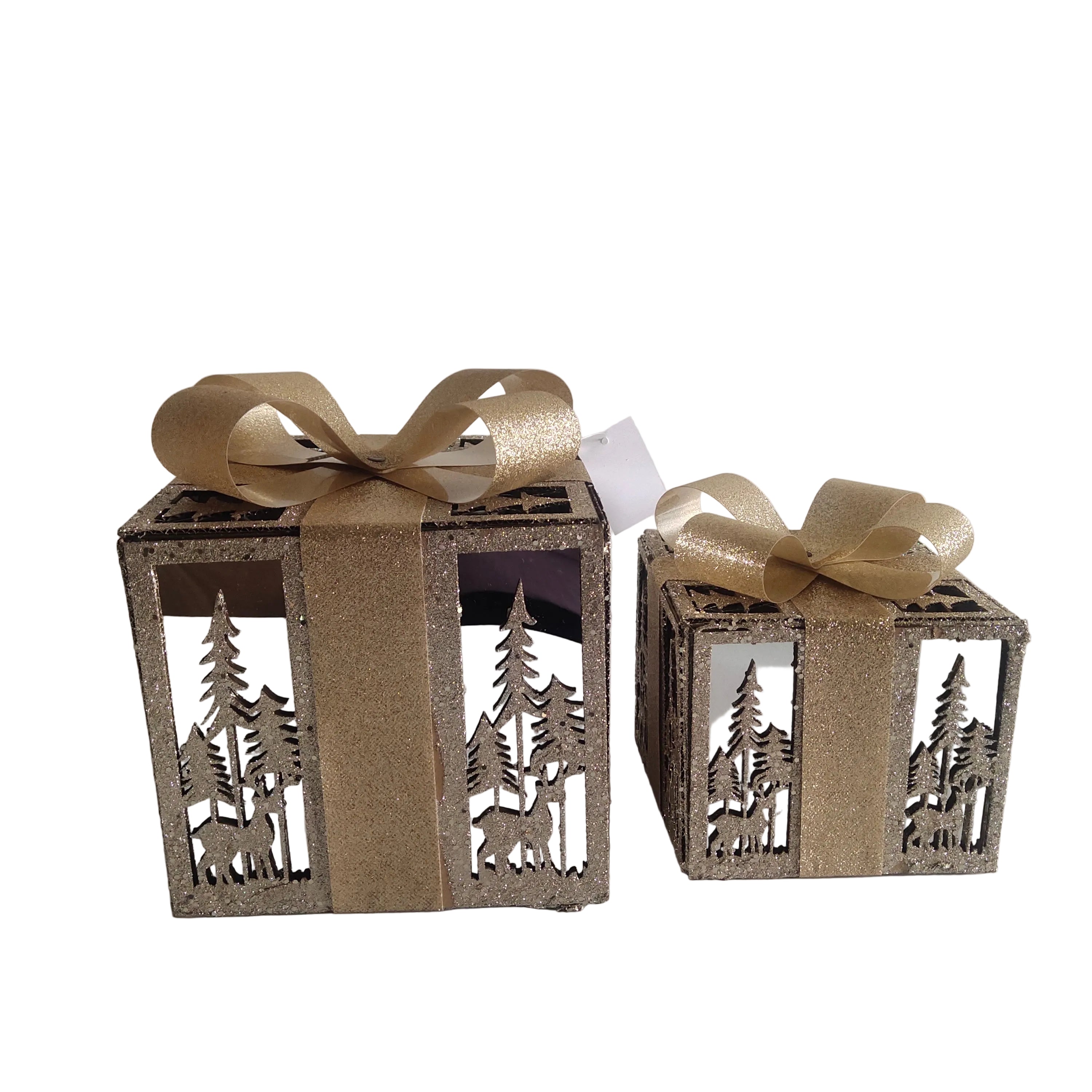 SET OF 2 GOLD GIFTBOXES WITH MIRROR
