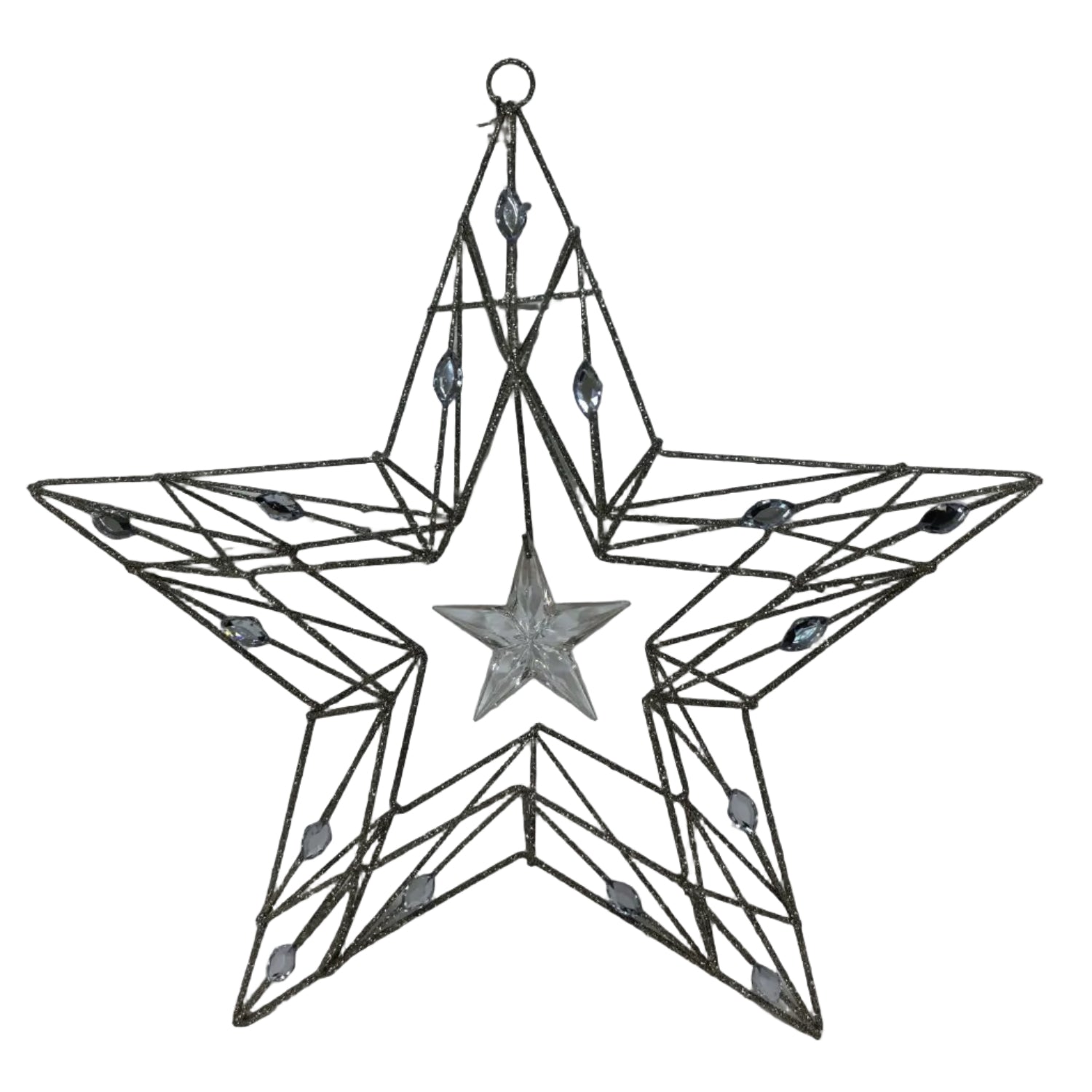 S/2 GOLD STAR W CLEAR BEADS