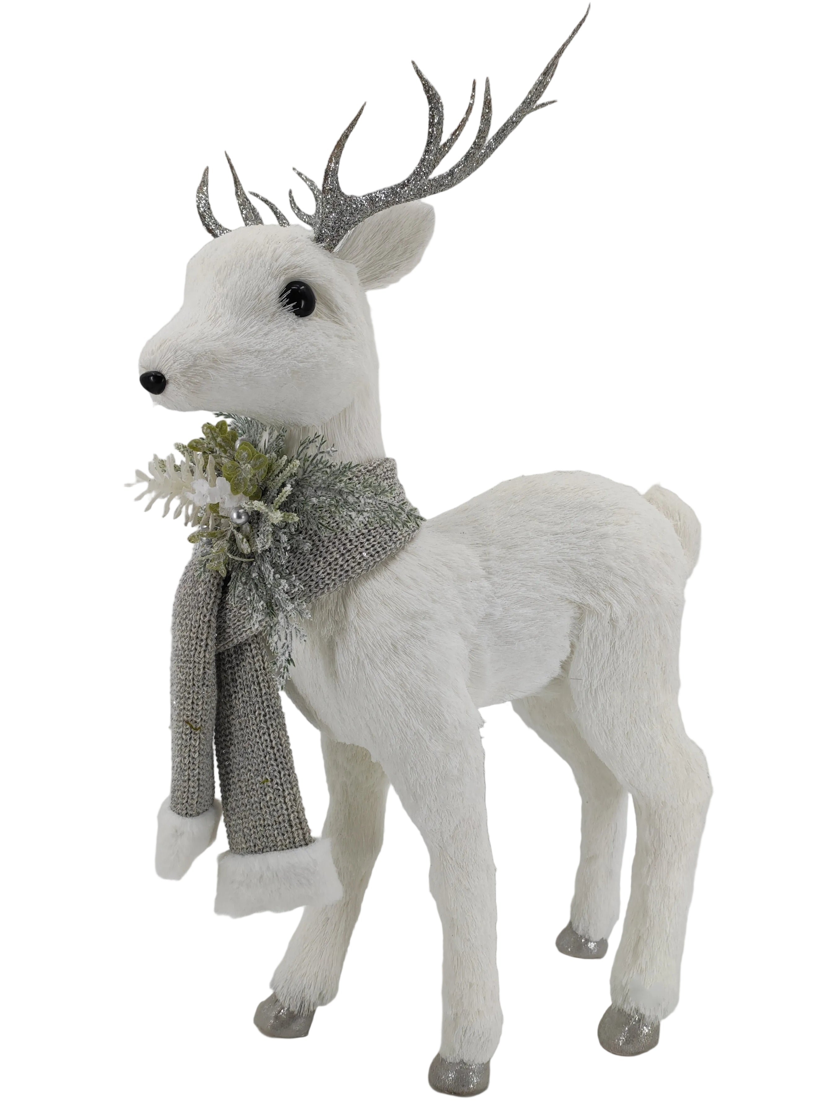 WHITE DEER WITH GREY SCARF