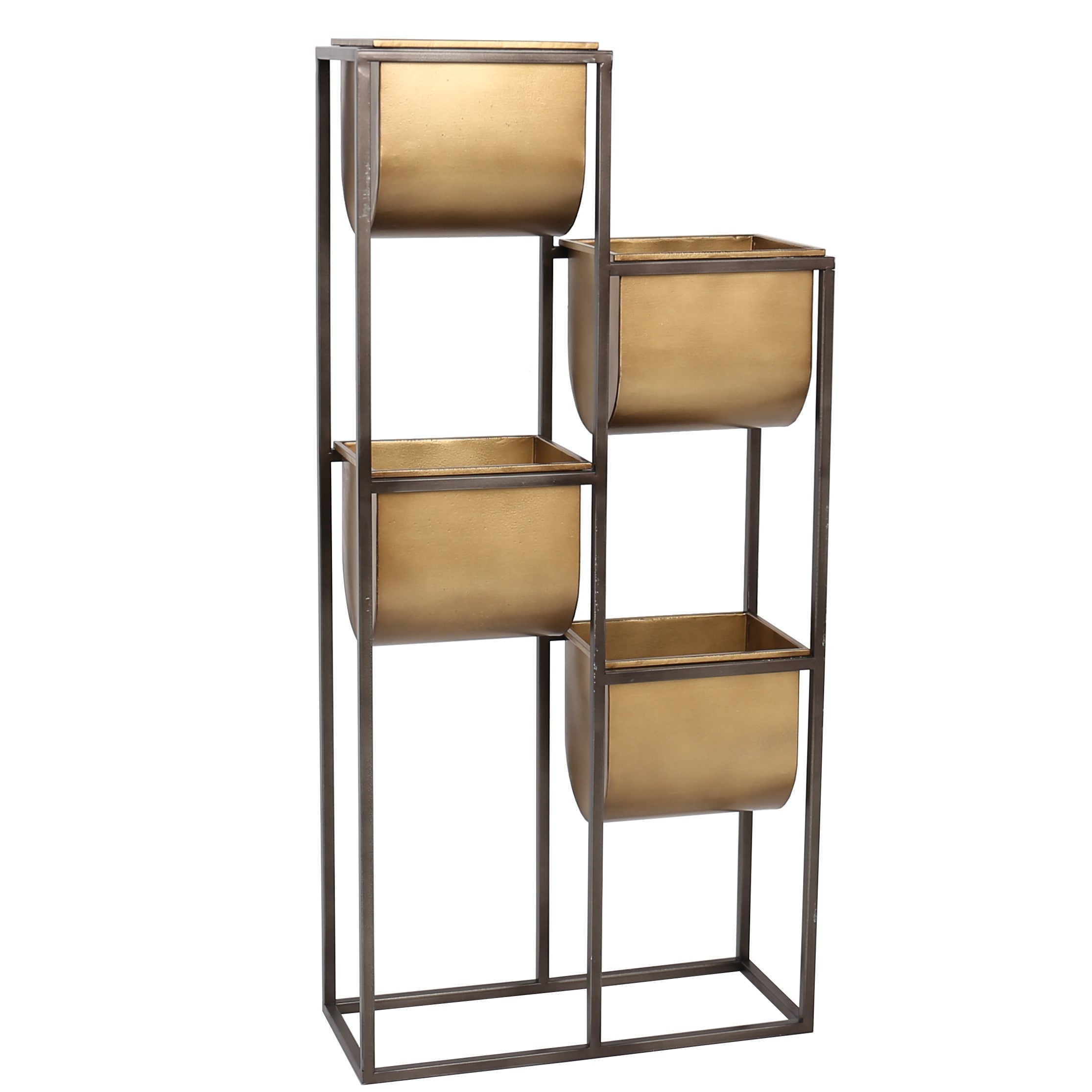 4 POT GOLD FLOWER STAND
