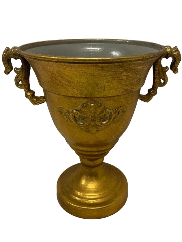 SMALL GOLD VASE W HANDLES