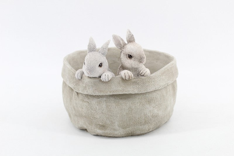 2 RABBITS IN FLOWER POT