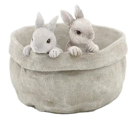 2 RABBITS IN FLOWER POT