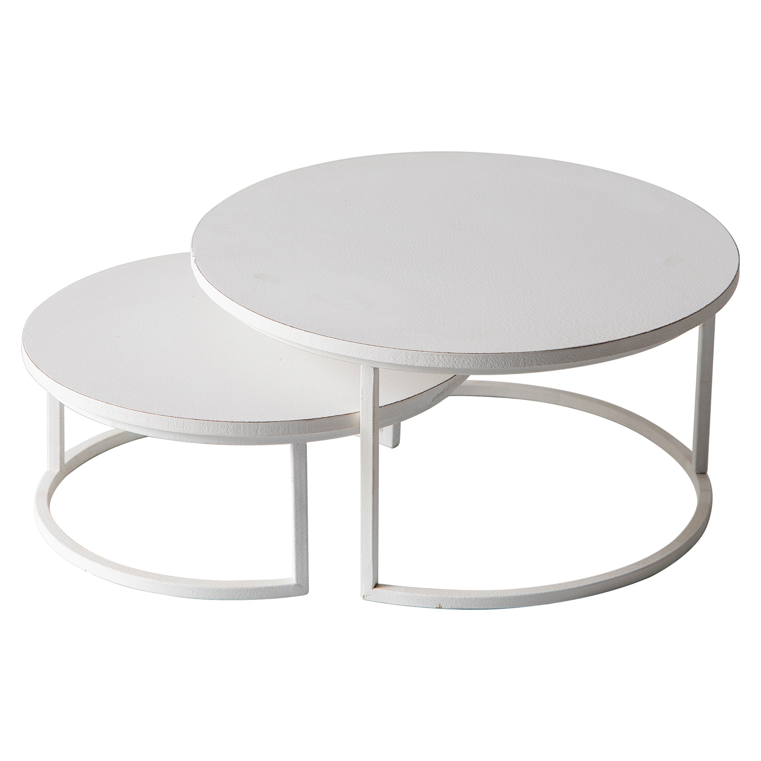S/2 ROUND WHITE TABLES