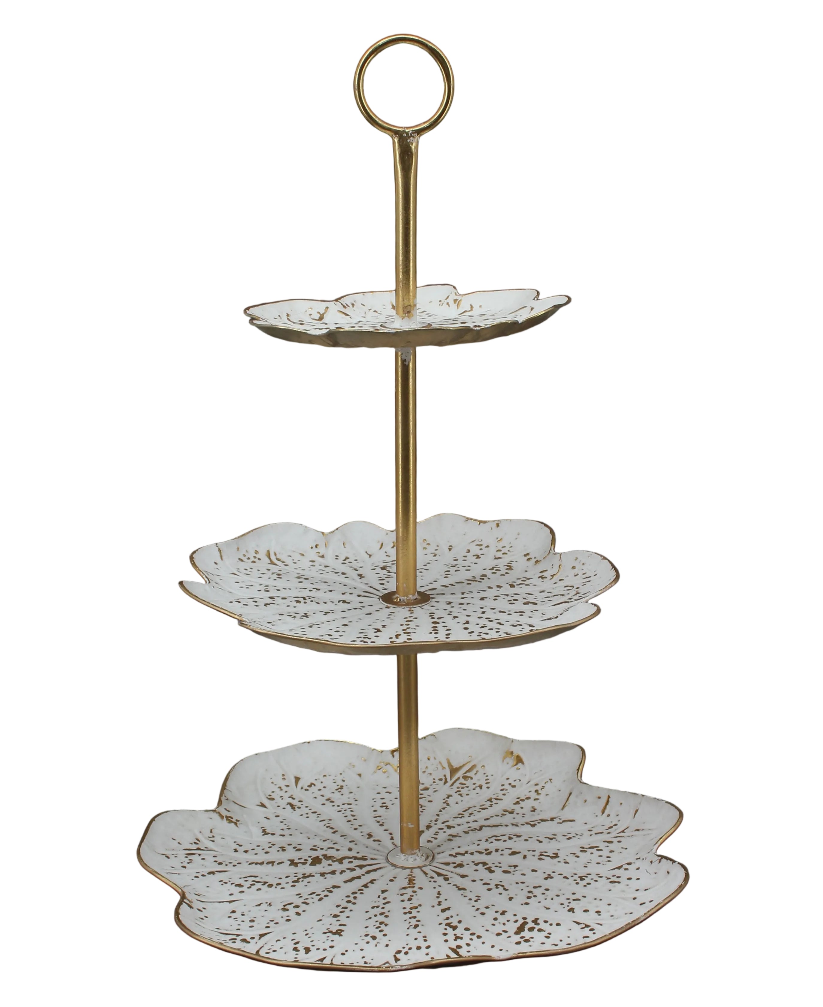3 TIER WHITE GOLD CAKE STAND