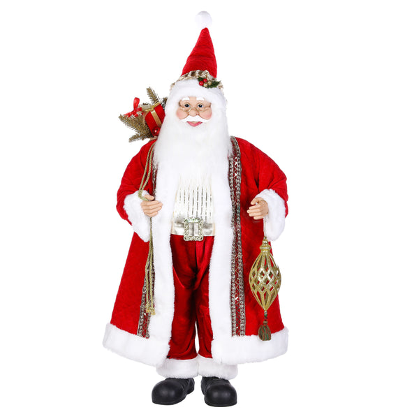90CM RED SANTA W GOLD BELT