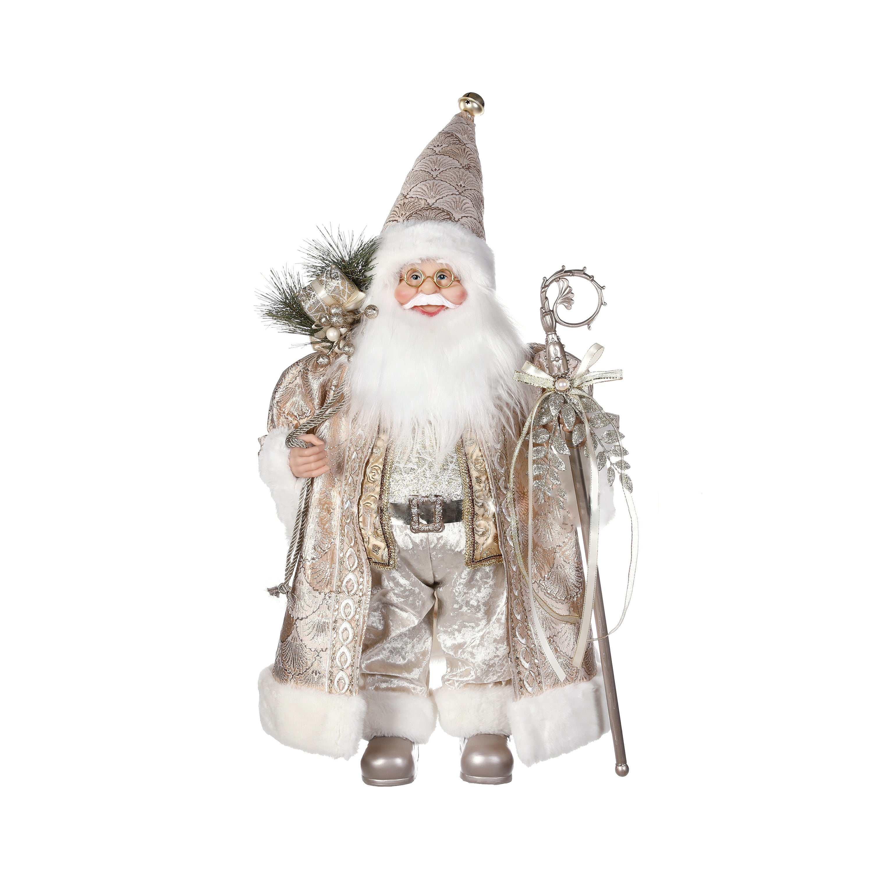45CM PINK GOLD BROCADE SANTA