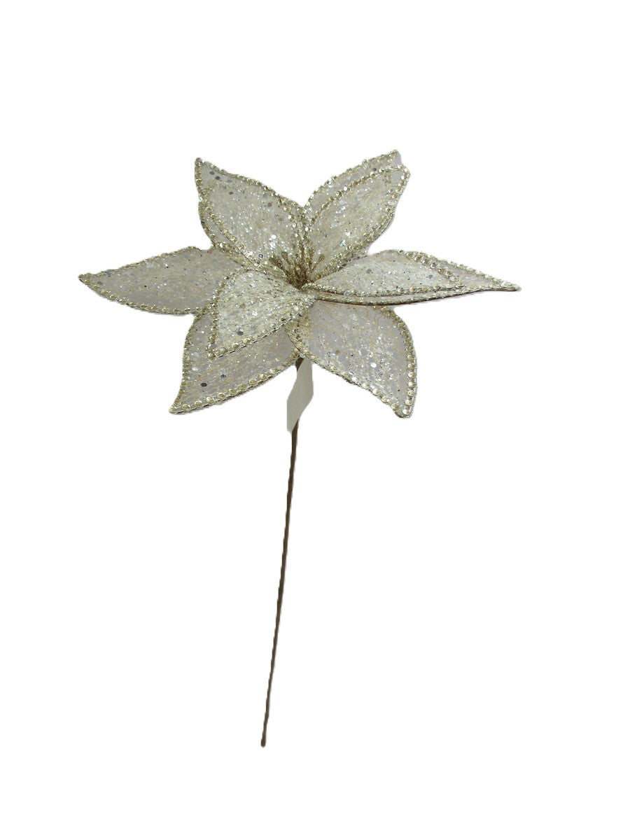 40CM GOLD ORGANZA FLOWER