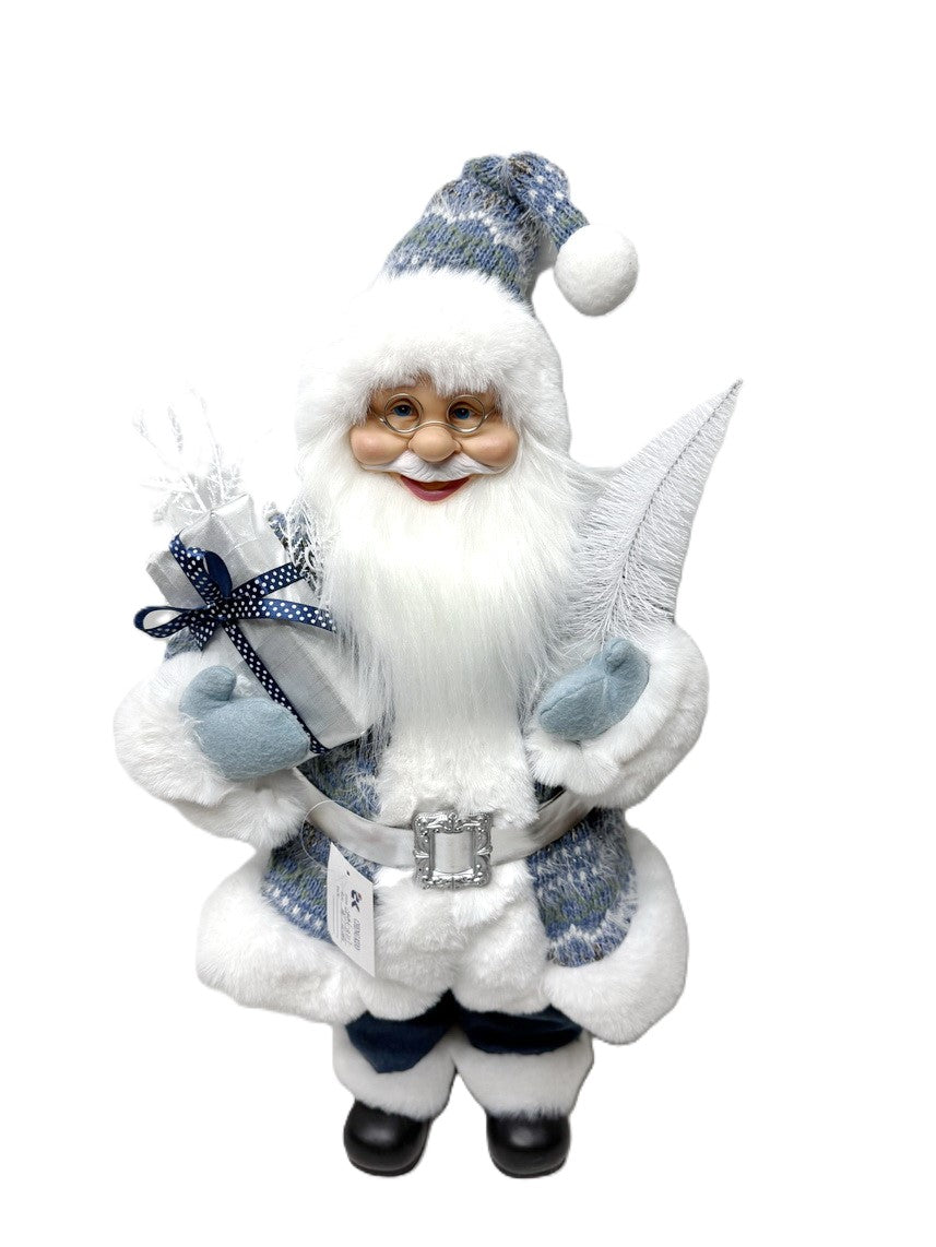60CM BLUE SANTA W SILVER BELT