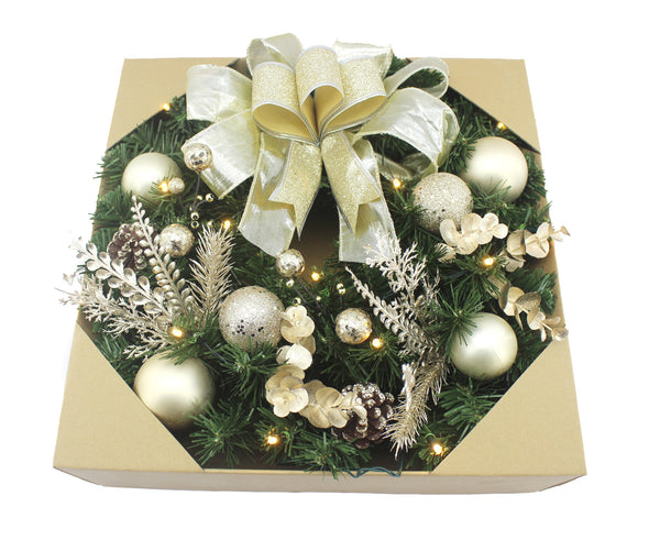 40CM GOLD CANDLE WREATH