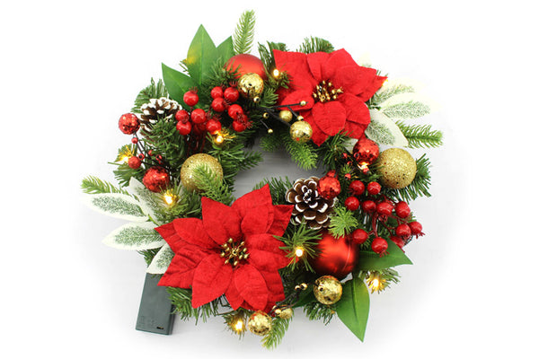 30CM RED POINS ADVENT WREATH