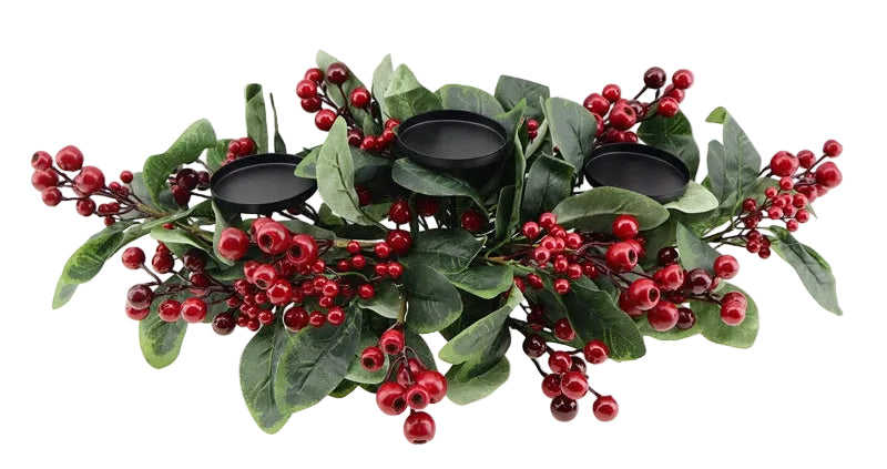 28" LEAFY BERRY CANDLEHOLDER