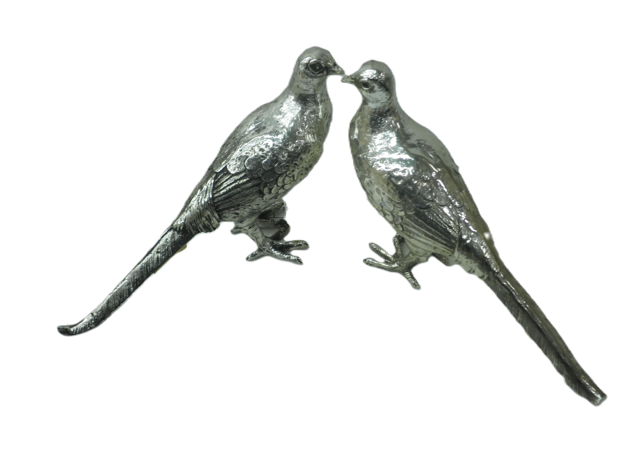 S/2 SILVER BIRDS WITH LONG TAILS