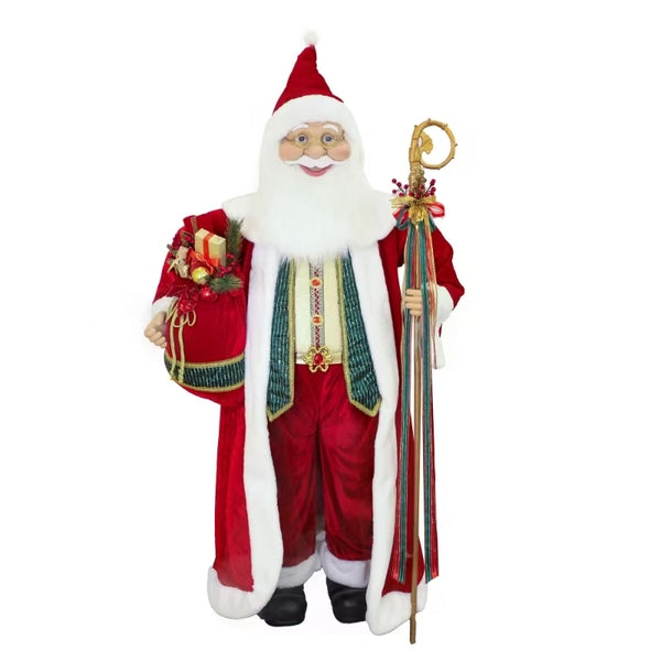 180CM RED GOLD SANTA W GIFTBAG
