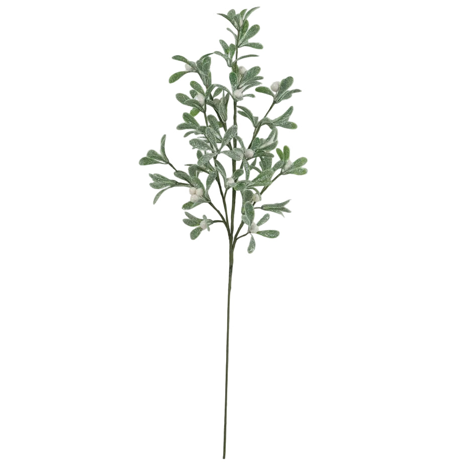 An artificial green leafy branch of mistletoe