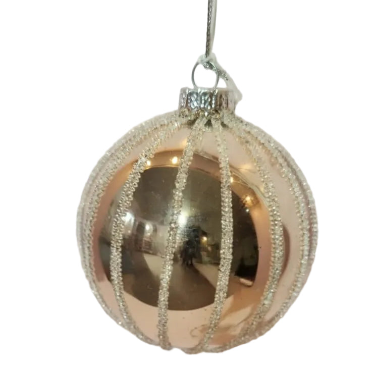 SET OF 4 CHAMPAGNE GOLD BEADED BALLS