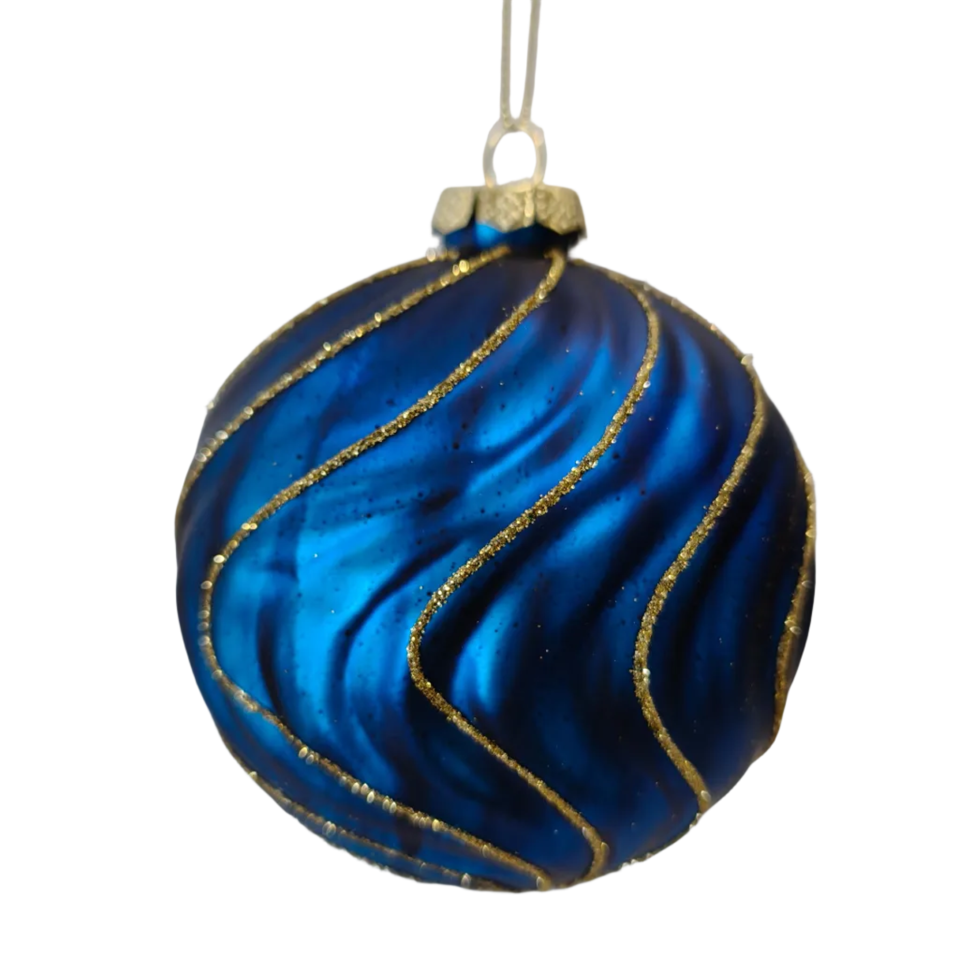 SET OF 2 BLUE AND GOLD SWIRL BALLS
