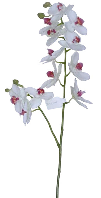Artificial white orchid branch with pink centers
